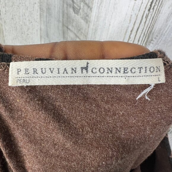 Peruvian Connection Shirt Womens‎ Large Pima Cotton Brown Floral - Picture 3 of 9